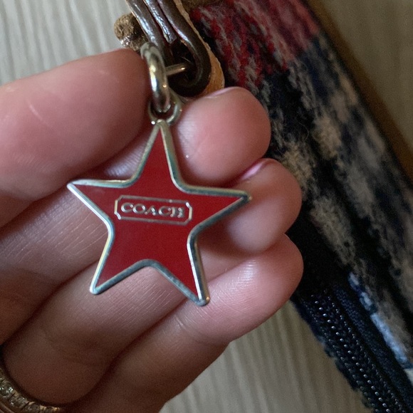 Vintage Coach plaid & suede wallet/coin purse with keychain - Picture 4 of 10